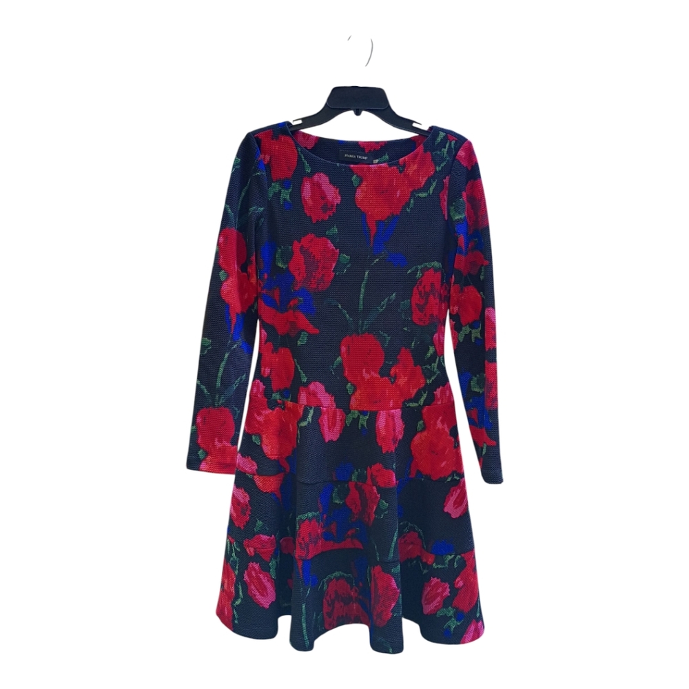 Floral Print Fit And Flare Long Sleeve Dress